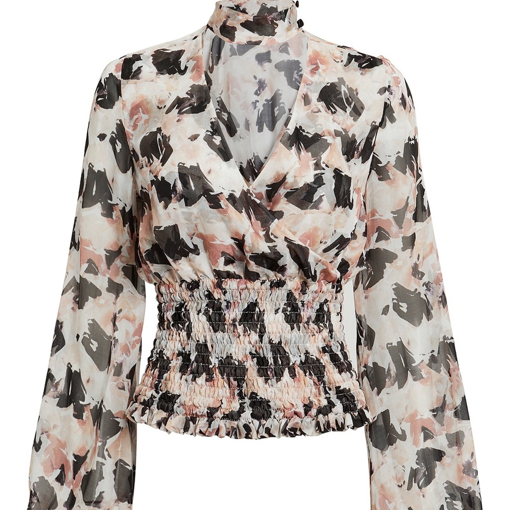 Caroline Constas Sonya smocked neck top